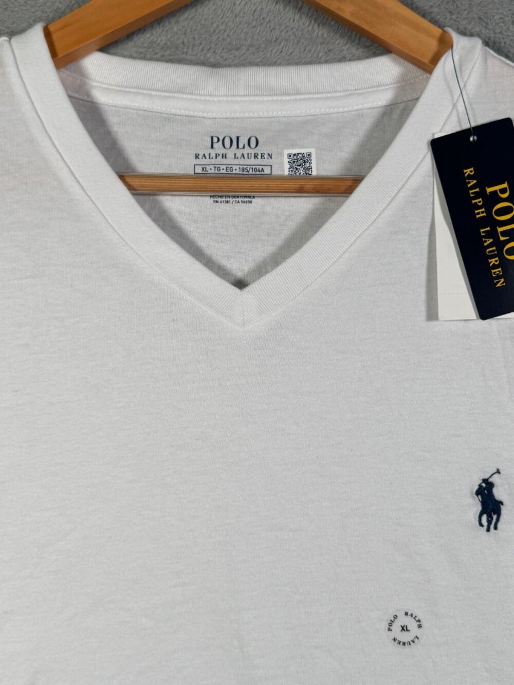 Polo Ralph Lauren T-Shirt Mens XL White Classic Fit V-Neck Cotton $55